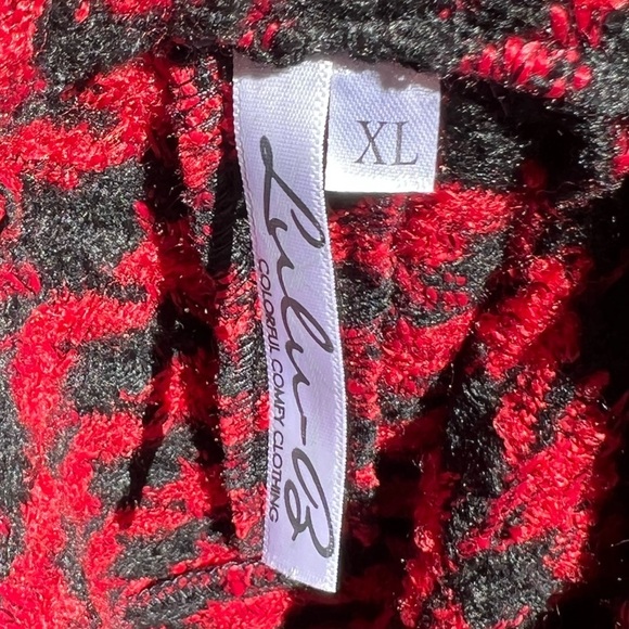🌻NEW w/tag LuLu-B Red & Black Herringbone Collared Jacket Size XL - Picture 11 of 13